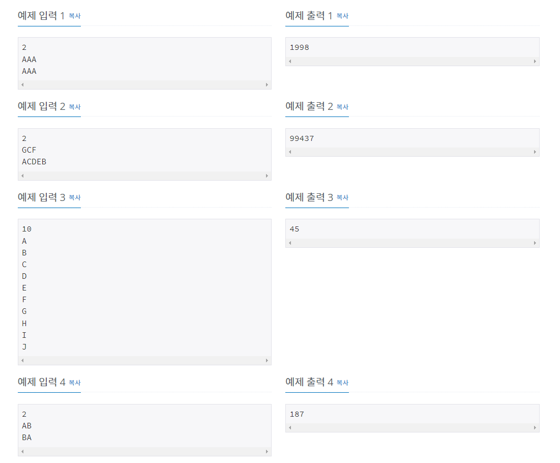  [백준] 1339번 : 단어 수학