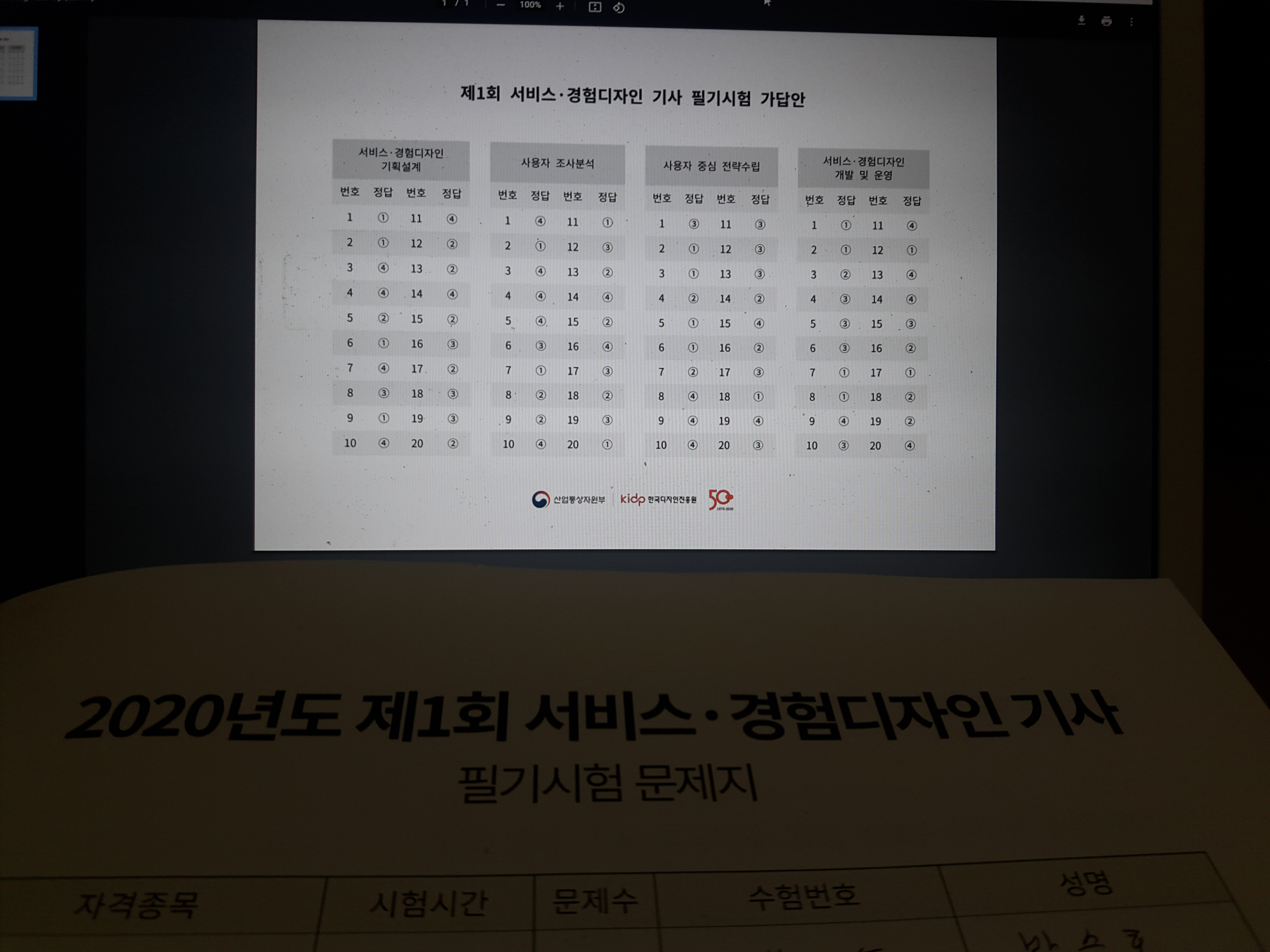  제1회 서비스경험디자인기사 필기시험 후기