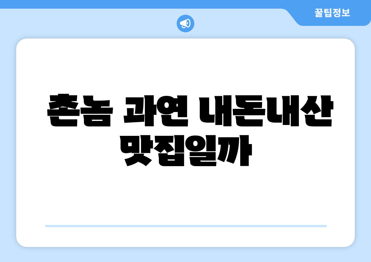  촌놈 과연 내돈내산 맛집일까