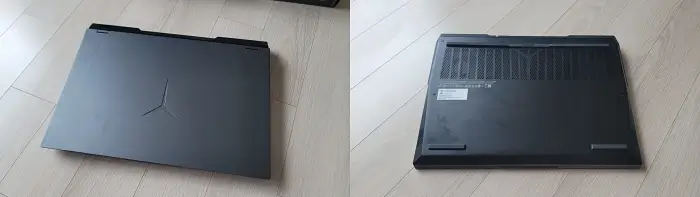 노트북 본체의 상판과 하판 사진입니다.