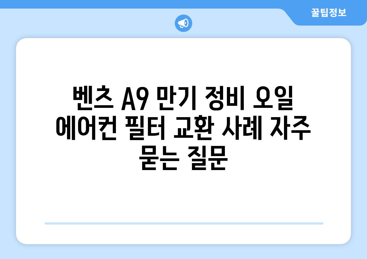 벤츠 A9 만기 정비: 오일, 에어컨 필터 교환 사례