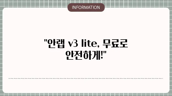 안랩 v3 lite 무료 다운로드
