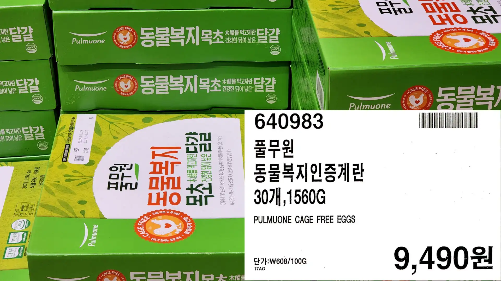 풀무원
동물복지인증계란
30개&#44;1560G
PULMUONE CAGE FREE EGGS
단가:₩608/100G
9&#44;490원