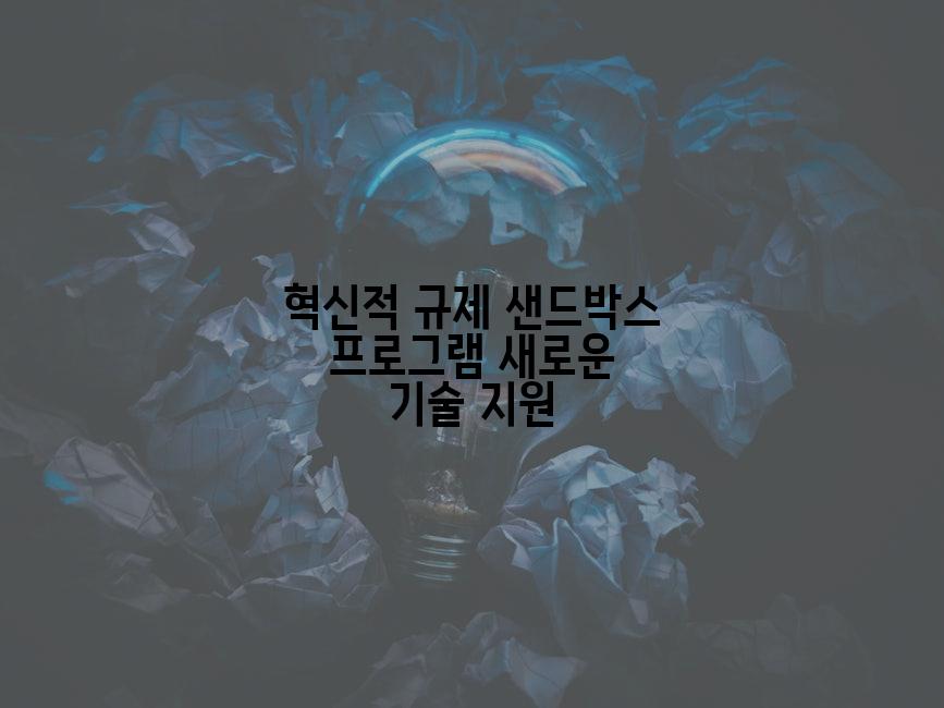 혁신적 규제 샌드박스 프로그램 새로운 기술 지원