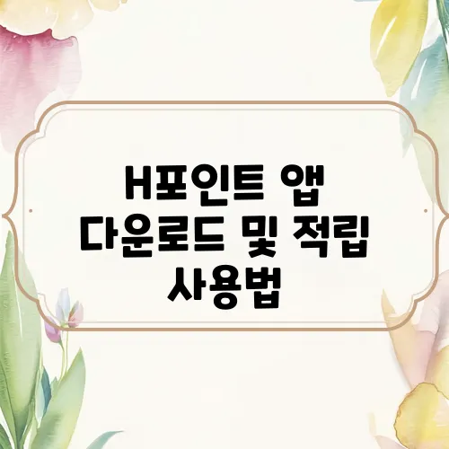 H포인트 앱 다운로드 및 적립 사용법
