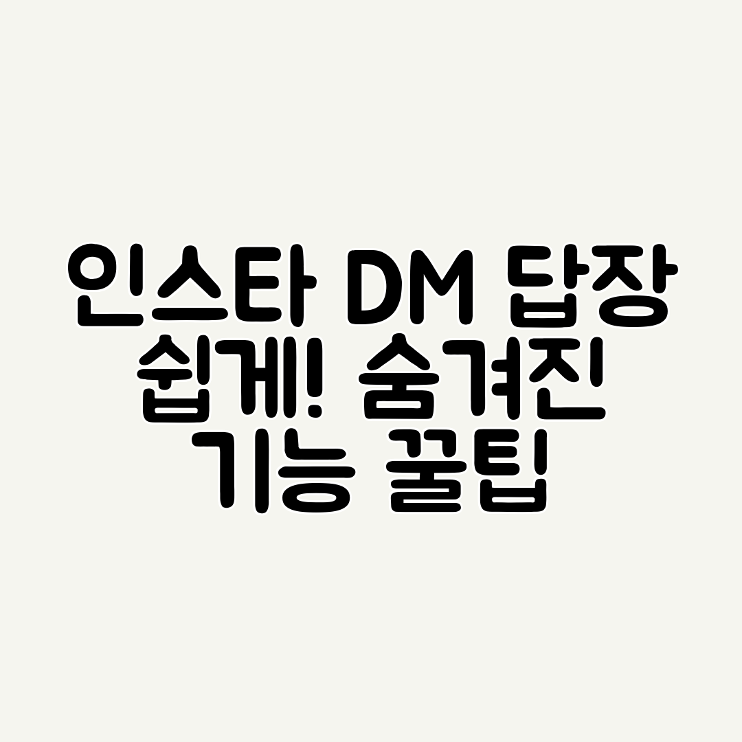 인스타 DM 답장 쉽게! 숨겨진 기능 꿀팁