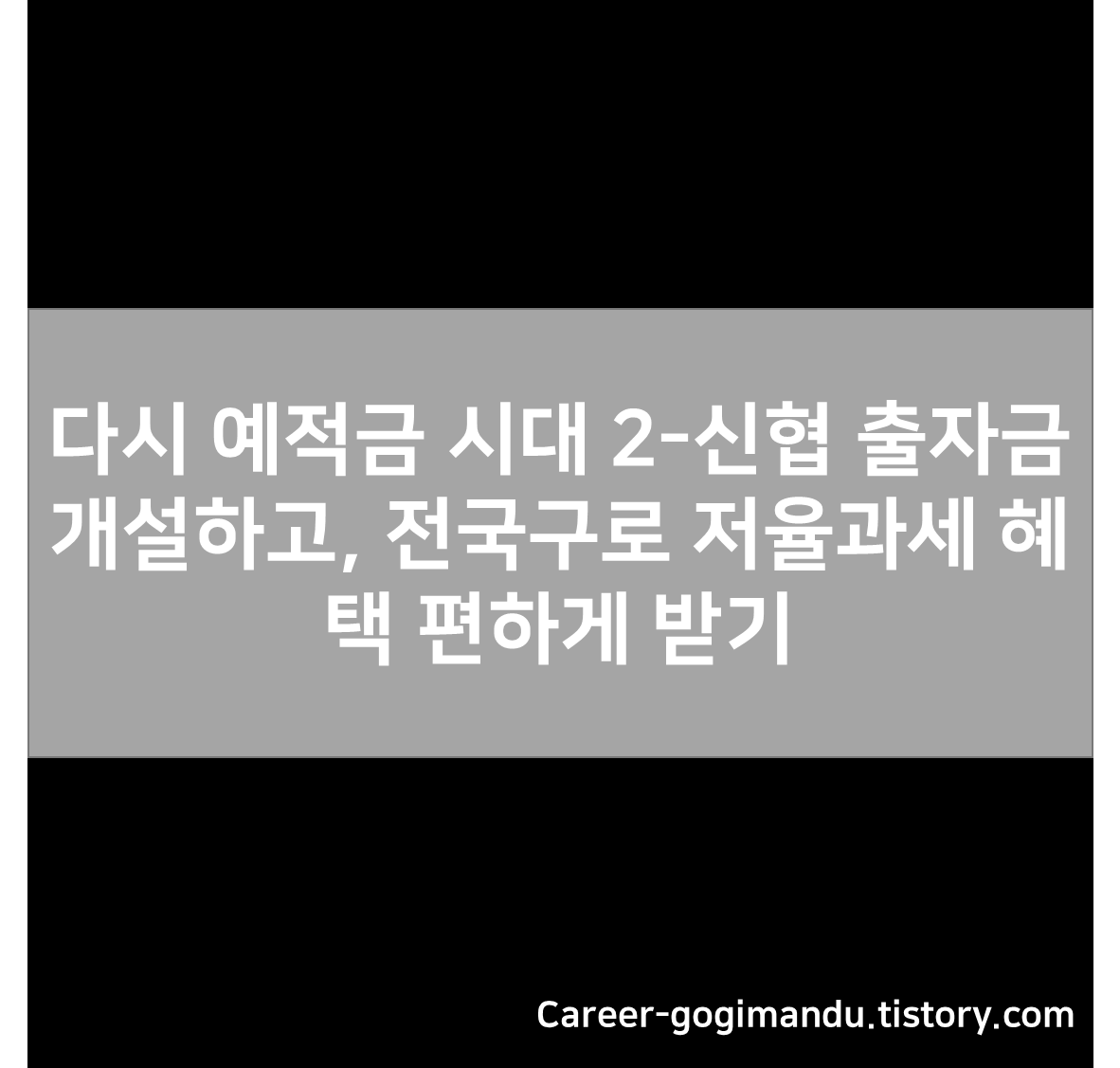 다시 예적금 시대 2 - 신협 출자금 개설하고, 전국구로 저율과세 혜택 편하게 받기