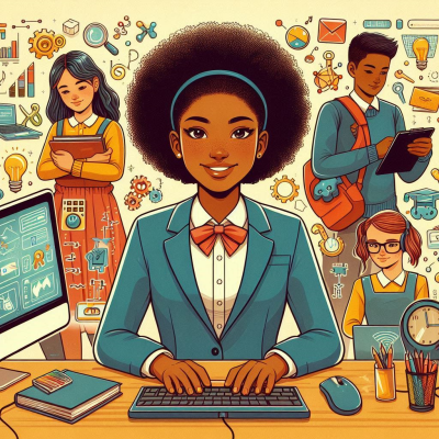 프로페셔널한 여성과 팀원들이 사이버 보안을 논의하는 모습