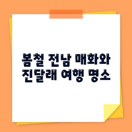 봄철 전남 매화와 진달래 여행 명소