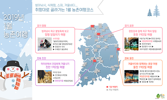  빙어낚시, 식체험, 스파, 겨울바다 등 놀거리와 볼거리로 가득 취향대로 골라가는 ‘겨울 농촌여행코스’ 4선
