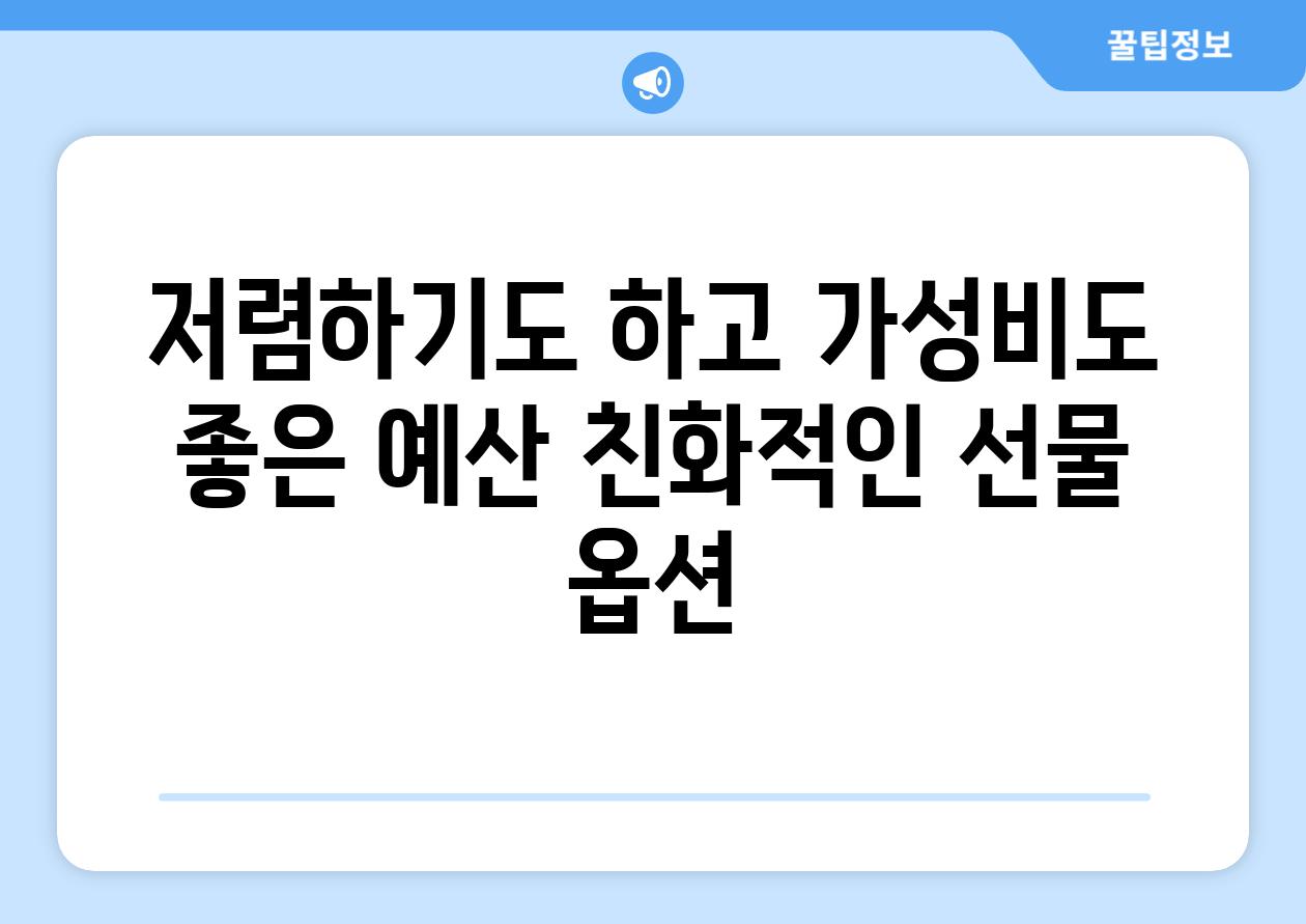 저렴하기도 하고 가성비도 좋은 예산 친화적인 선물 옵션