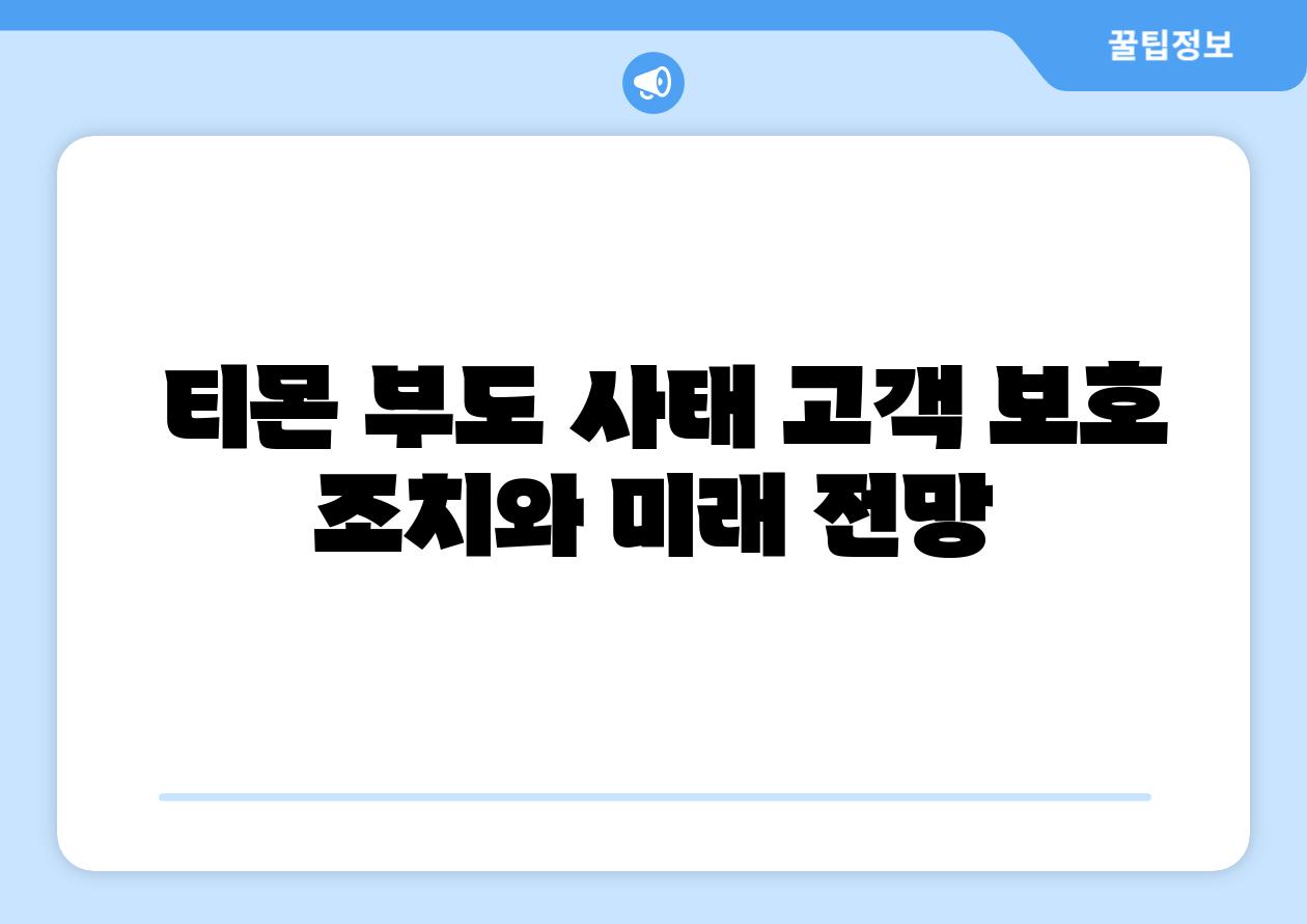  티몬 부도 사태 고객 보호 조치와 미래 전망