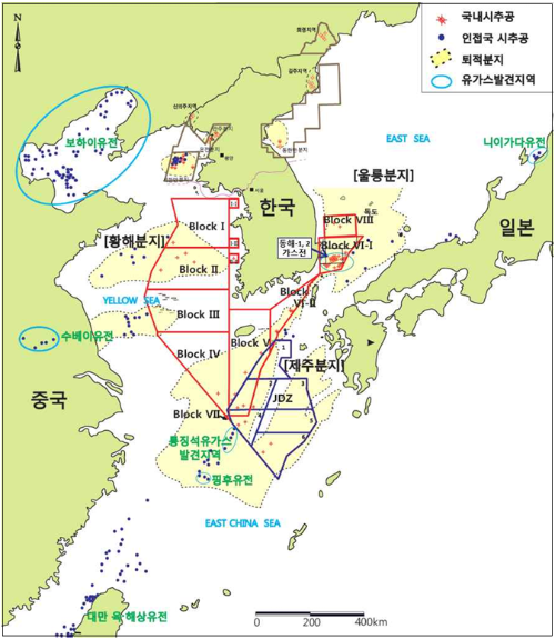 국내-대륙붕-광구도-및-주변해역-유전-가스전