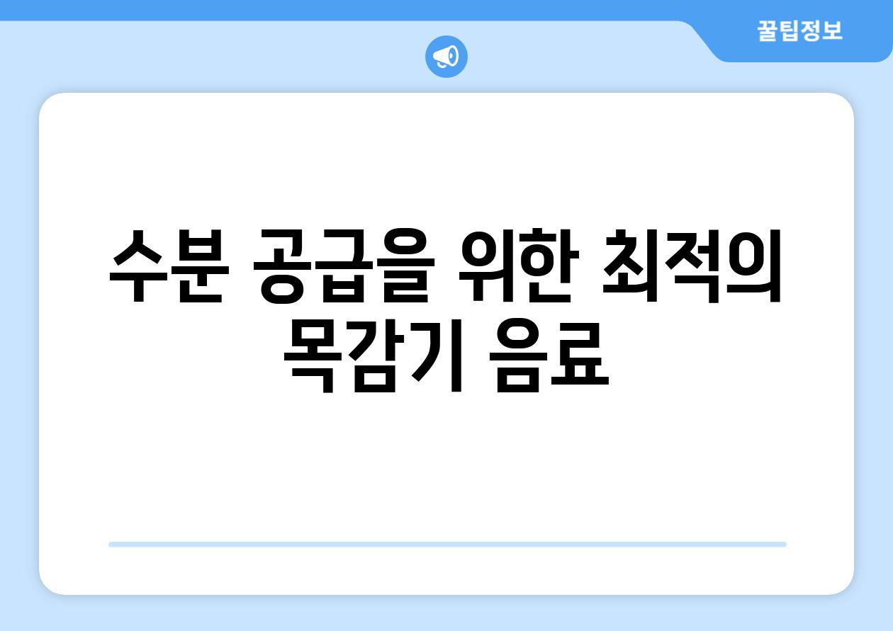 수분 공급을 위한 최적의 목감기 음료