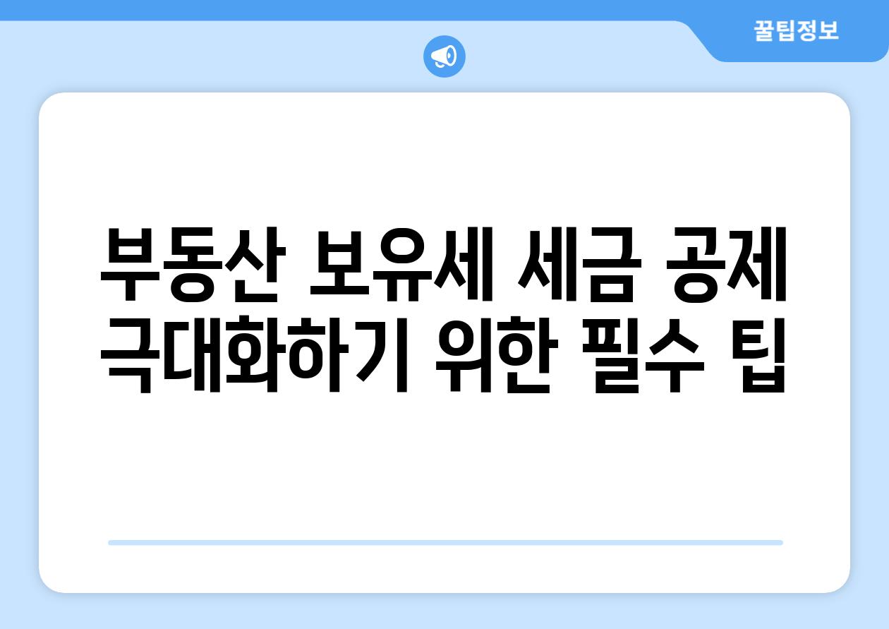 부동산 보유세 세금 공제 극대화하기 위한 필수 팁