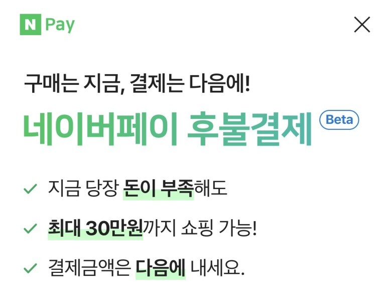 네이버페이 후불결제 가입 페이지