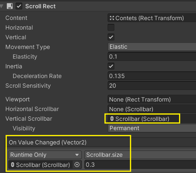 Unity 3D [ScrollRect + ScrollBar Size 고정]