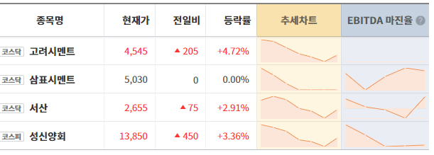  고려시멘트, 시멘트 관련주 왜 떳을까?