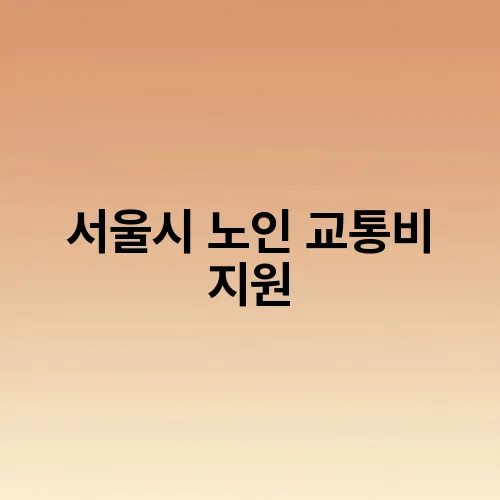 서울시 노인 교통비 지원