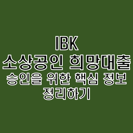  기업은행 IBK 소상공인 희망대출 승인을 위해 반드시 확인해야할 내용