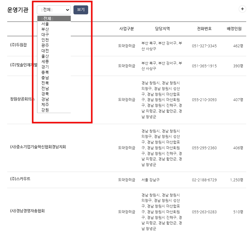 운영기관 찾아보기