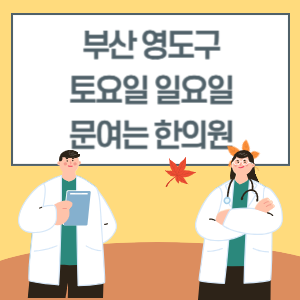 부산 영도구 토요일 일요일 한의원 진료 병원 리스트