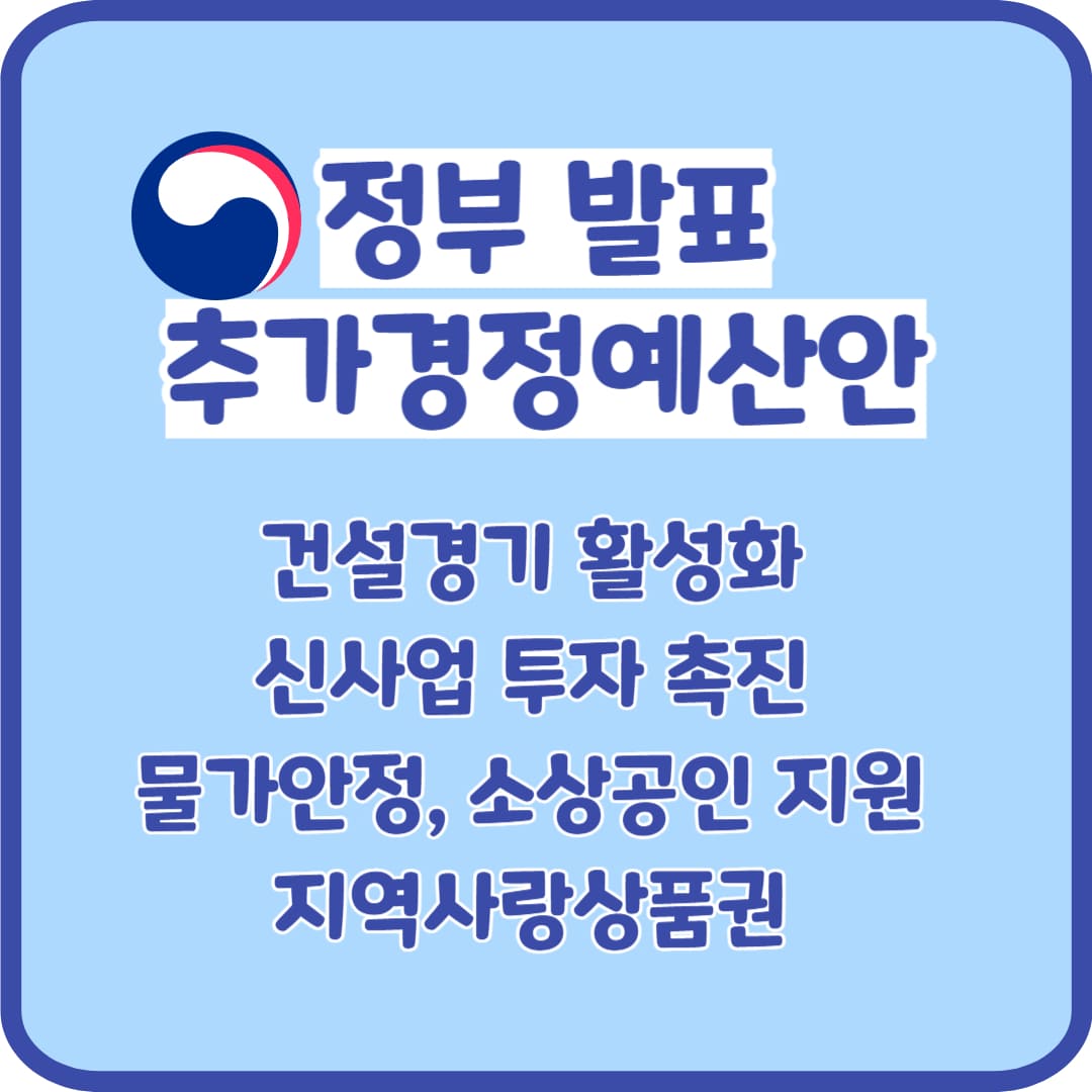 추가경정예산안에 대한 공고 내용을 발표한다.