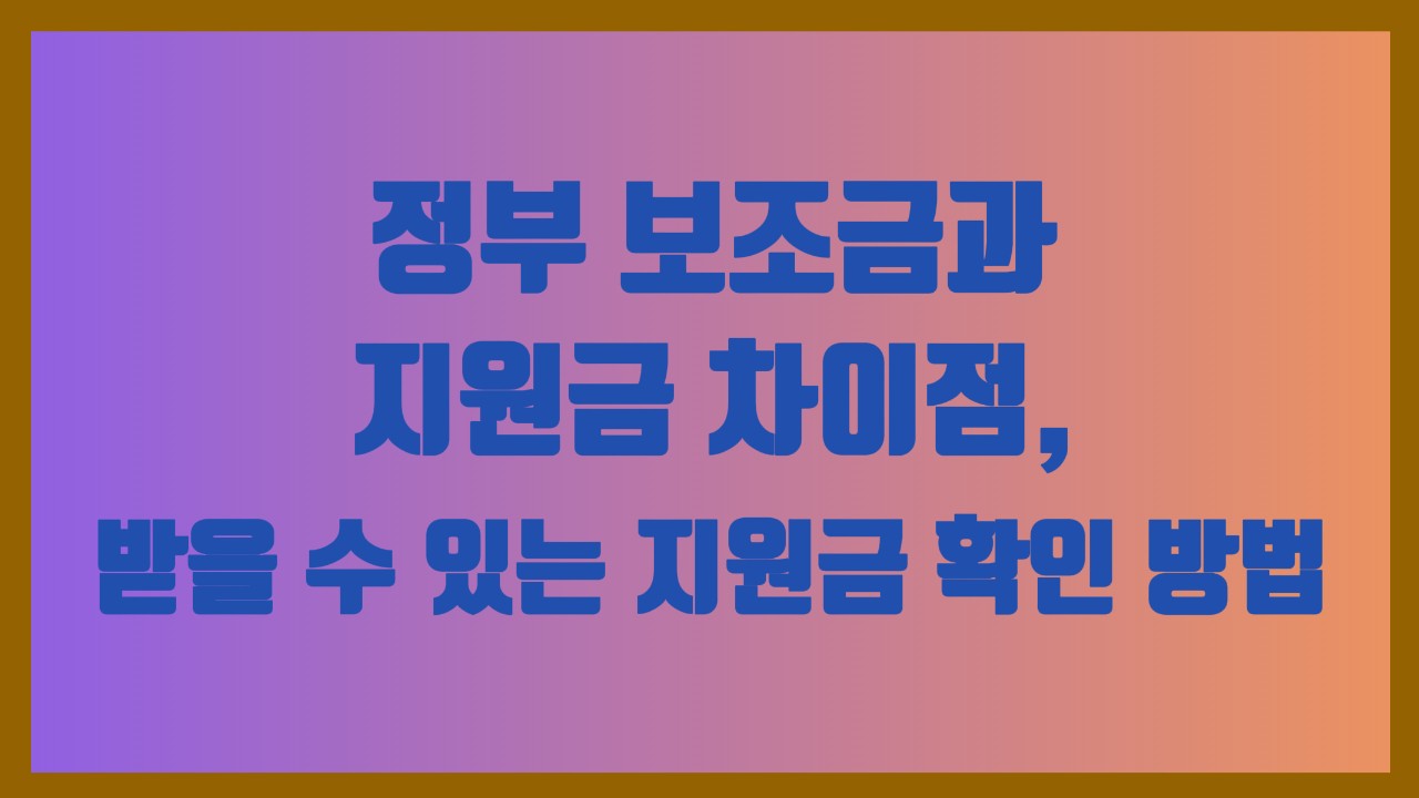 정부 보조금과 지원금 차이점, 받을 수 있는 지원금 확인 방법