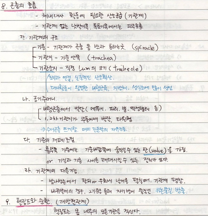  [수목해충학] 6. 곤충의 기관별 생리와 기능 - 곤충의 호흡
