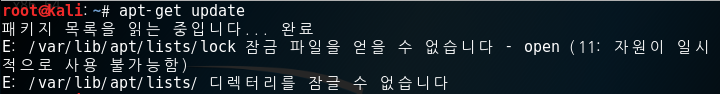  칼리 리눅스 [lock 오류 해결]