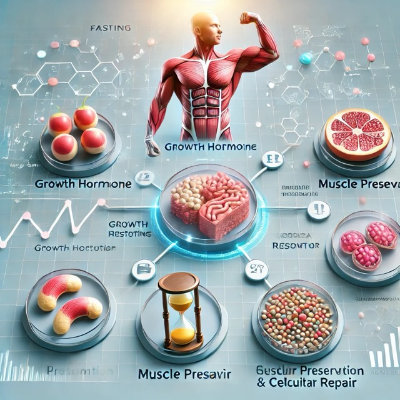 성장 호르몬이 근육 보존과 세포 재생에 미치는 영향을 설명하는 인포그래픽
