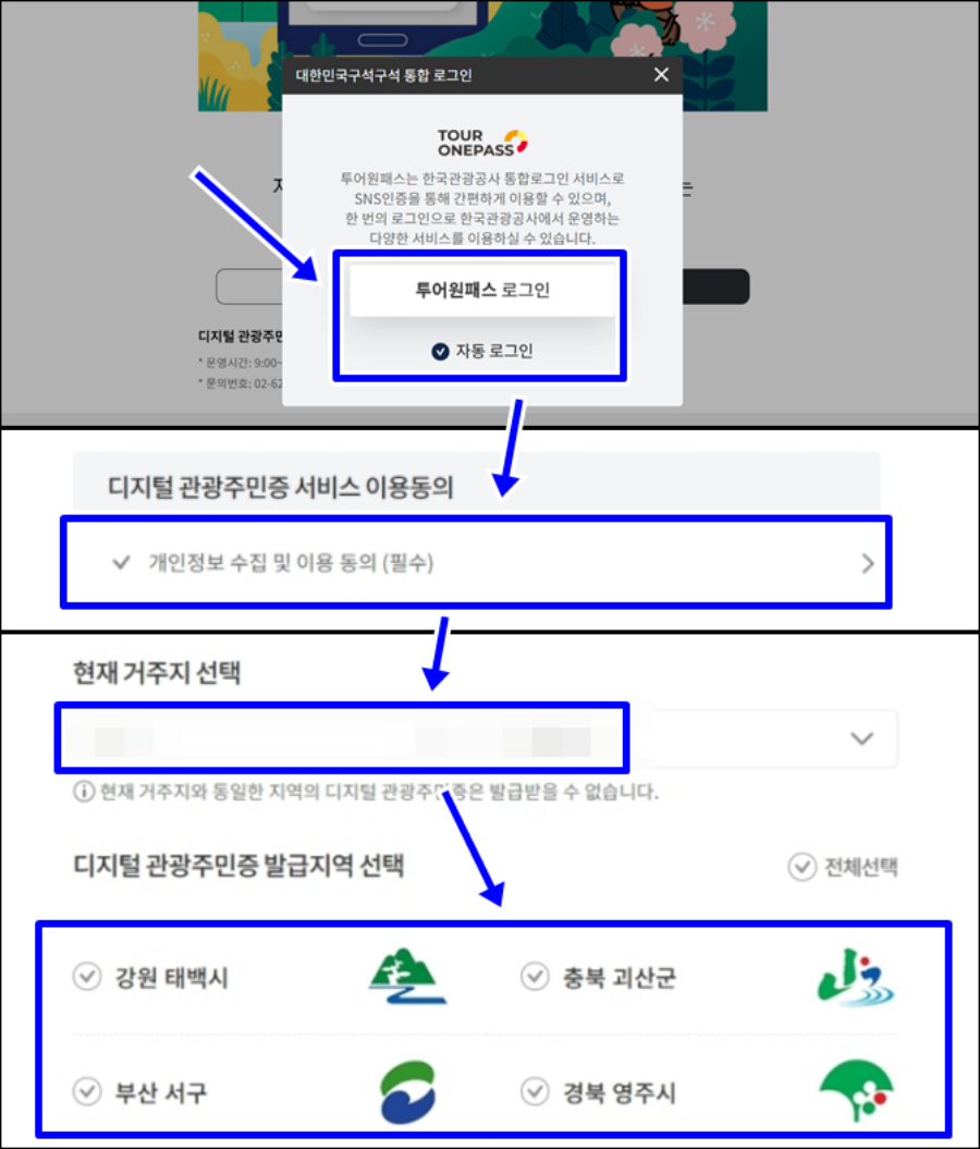 디지털 관광주빈증 발급 과정