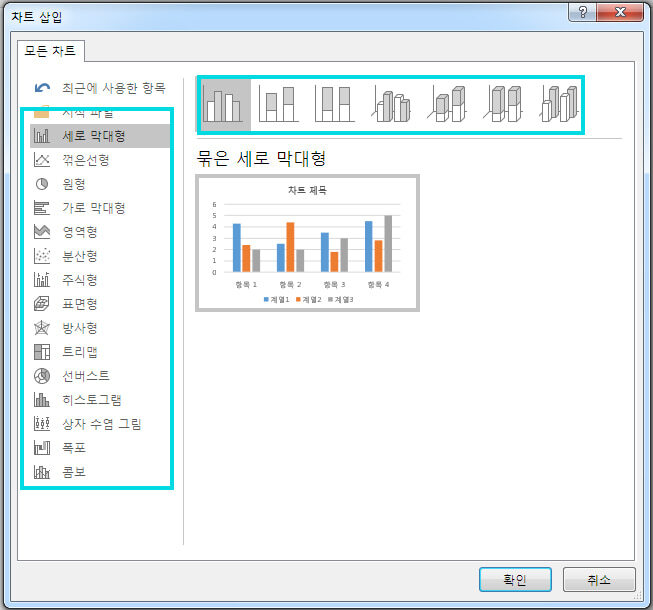 차트 삽입화면