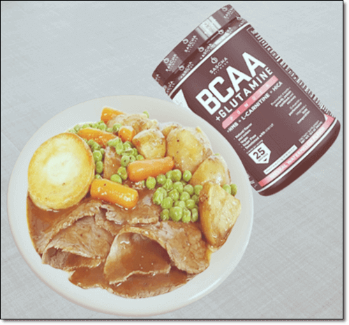 단백질이 풍부한 고기와 완두콩 BCAA