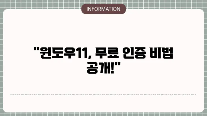 윈도우11 정품인증 무료