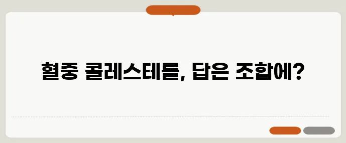 콜레스테롤 관리를 위한 오메가3와 식물스테롤 조합이 중요합니다