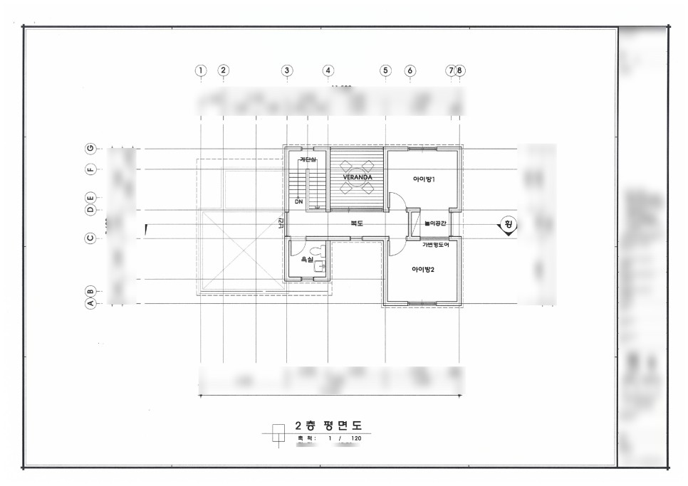 허가방도면(2층평면도) 예시