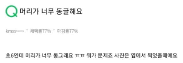  머리가 너무 동글해요