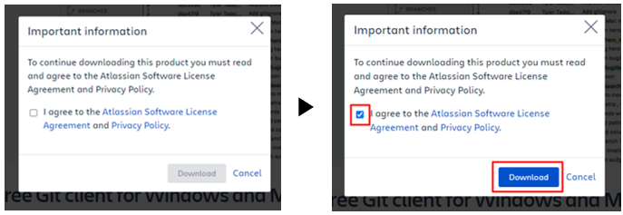 소스트리(Sourcetree) 다운로드를 위한 약관 동의