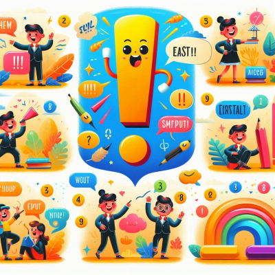 여러 아이콘과 함께 나타난 느낌표 캐릭터 일러스트