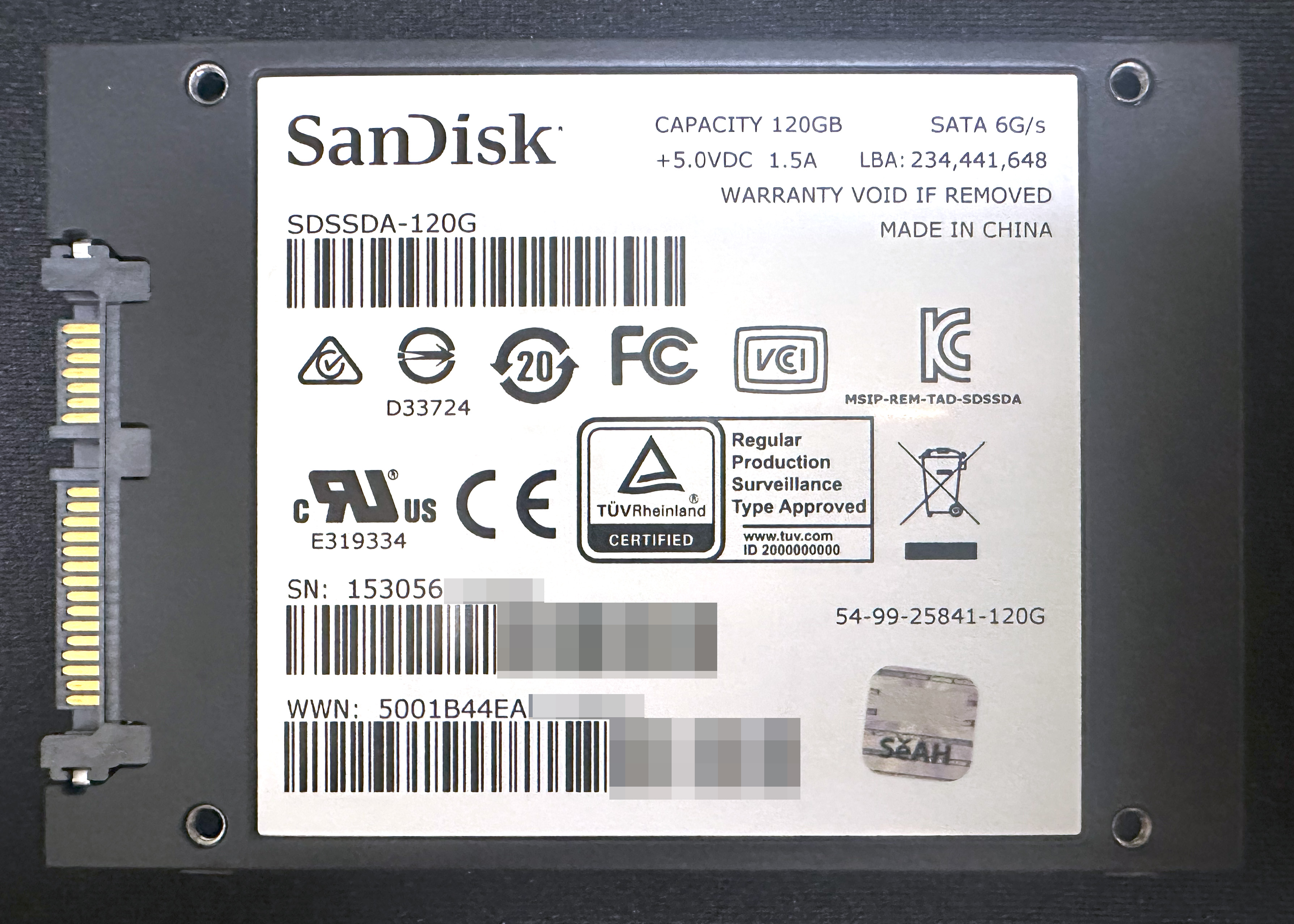 SanDisk SSD PLUS 120GB (SDSSDA-120G &amp;#124; 54-99-25841-120G) Back