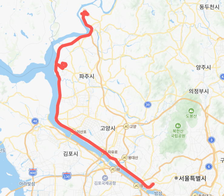 서울-파주-7300번-버스-노선-지도