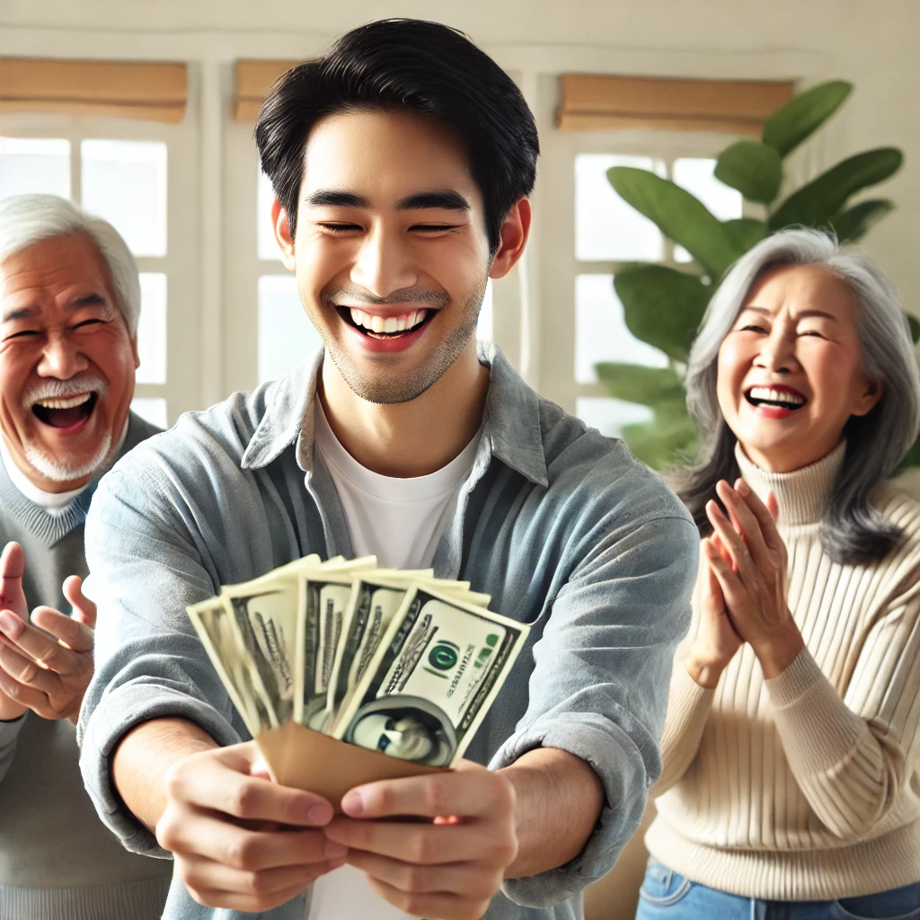 아르바이트생이 월급을 수령하는 모습. 주휴수당 포함 여부 확인 필수