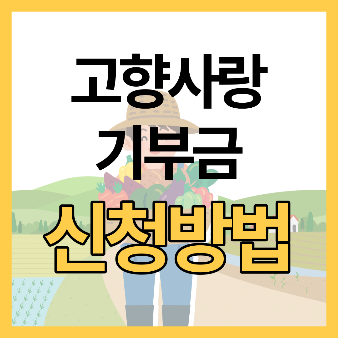 고향사랑 기부제 신청 방법 및 답례품