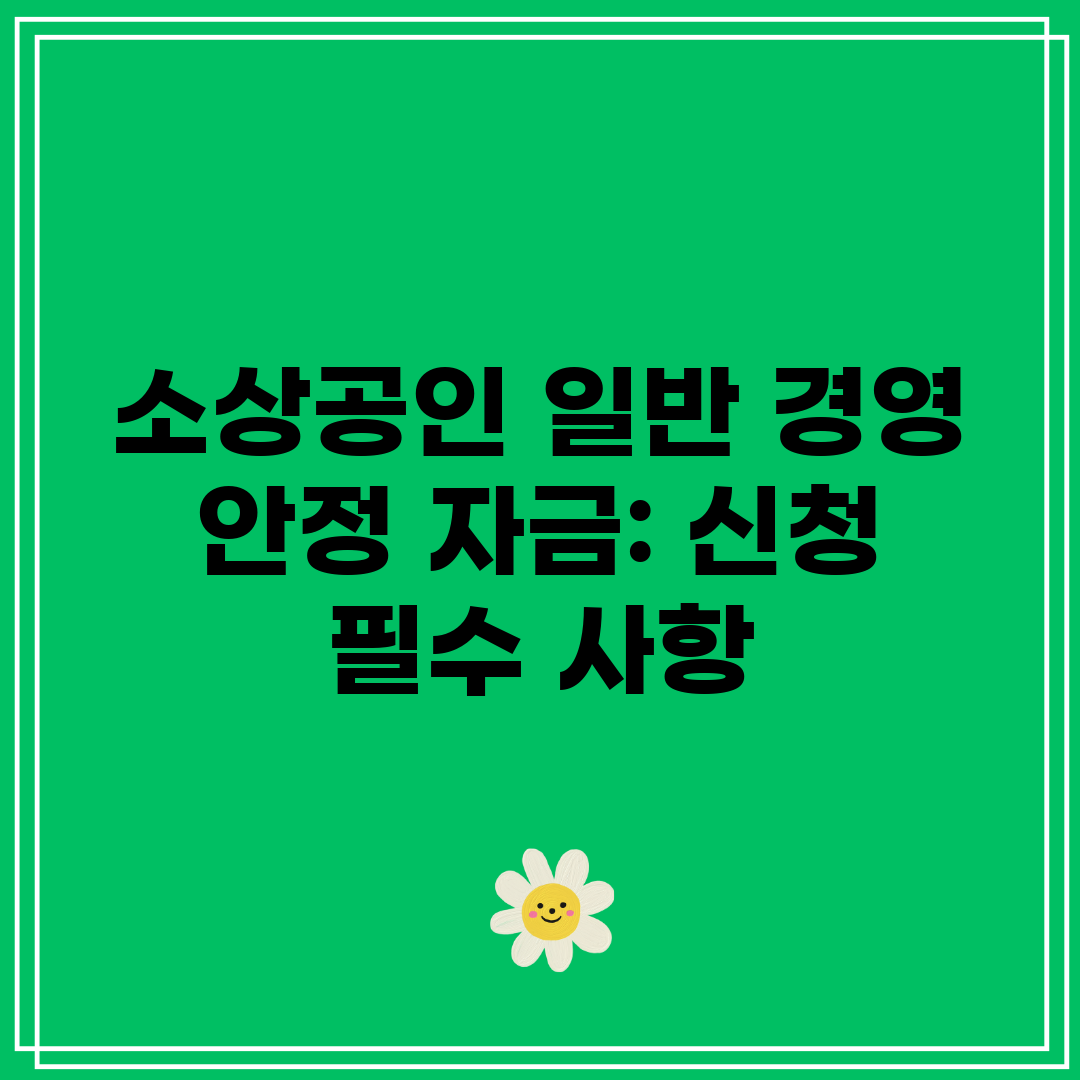 소상공인 일반 경영 안정 자금 신청 필수 사항