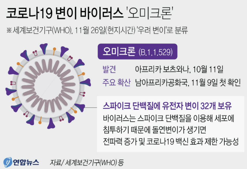  오미크론 변이 바이러스? 확진자 4배 돌파감염 각국 봉쇄