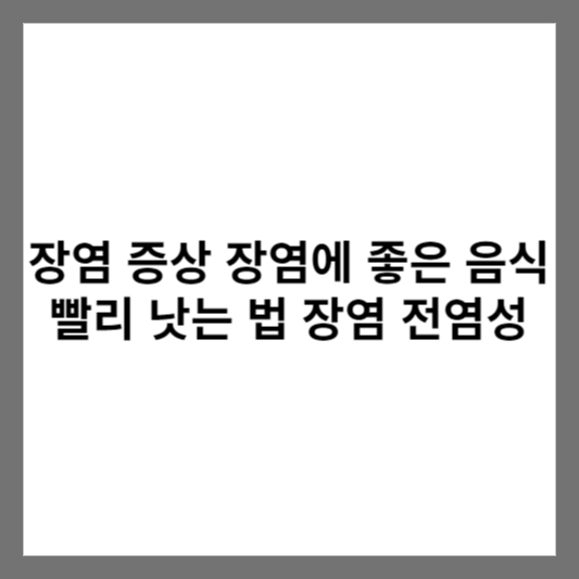 장염 증상 장염에 좋은 음식 빨리 낫는 법 장염 전염성