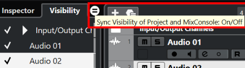 Sync Visibility of Project and MixConsole