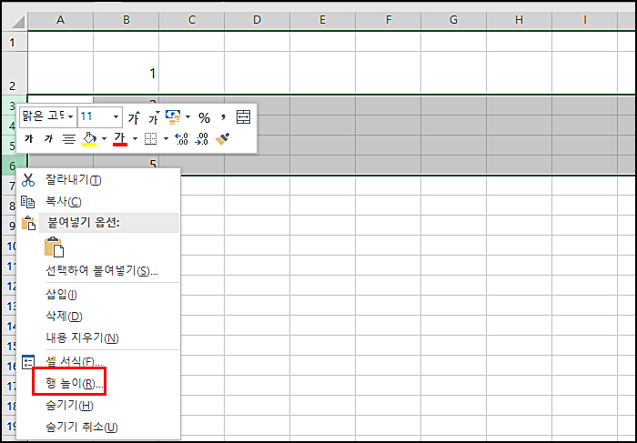엑셀행높이같게6