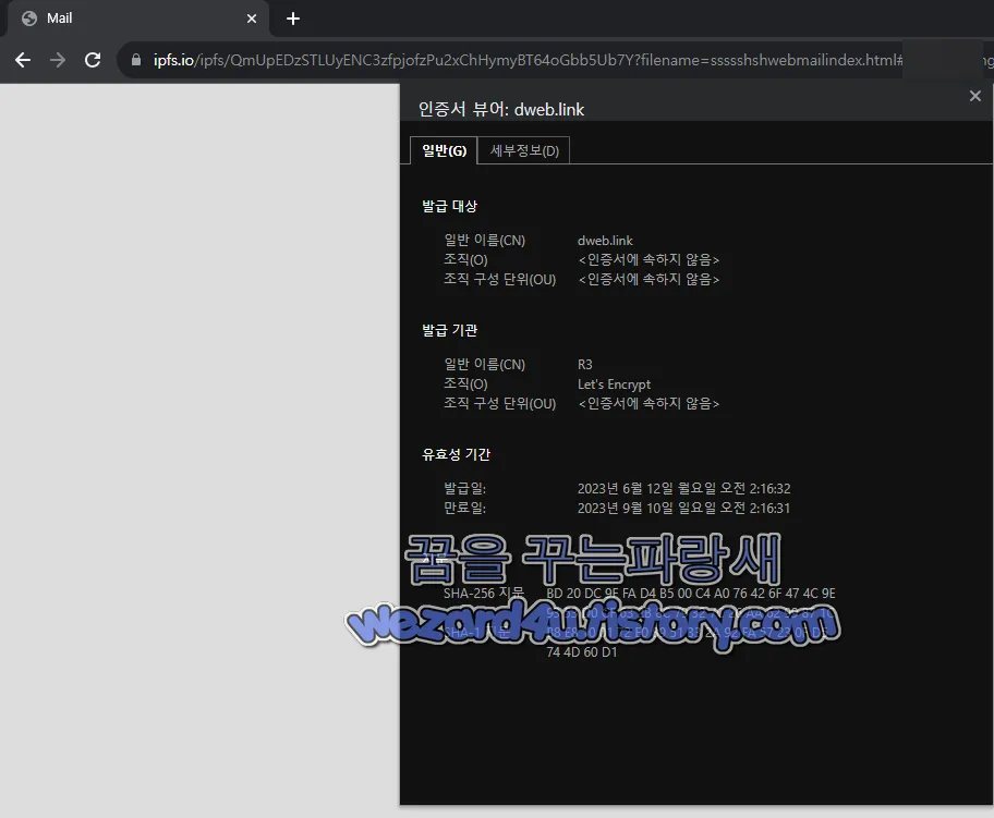 피싱 사이트 인증서 정보
